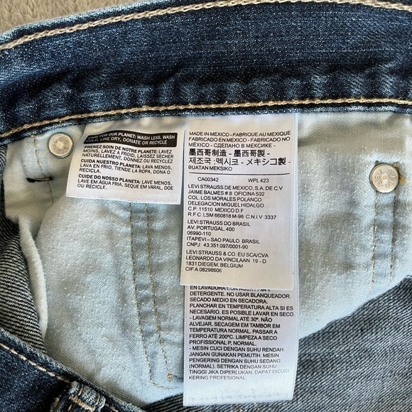 Levis 505 Dark Wash Jeans Men's Size 40x32 Regular Fit Straight Leg Denim Blue - Picture 8 of 10